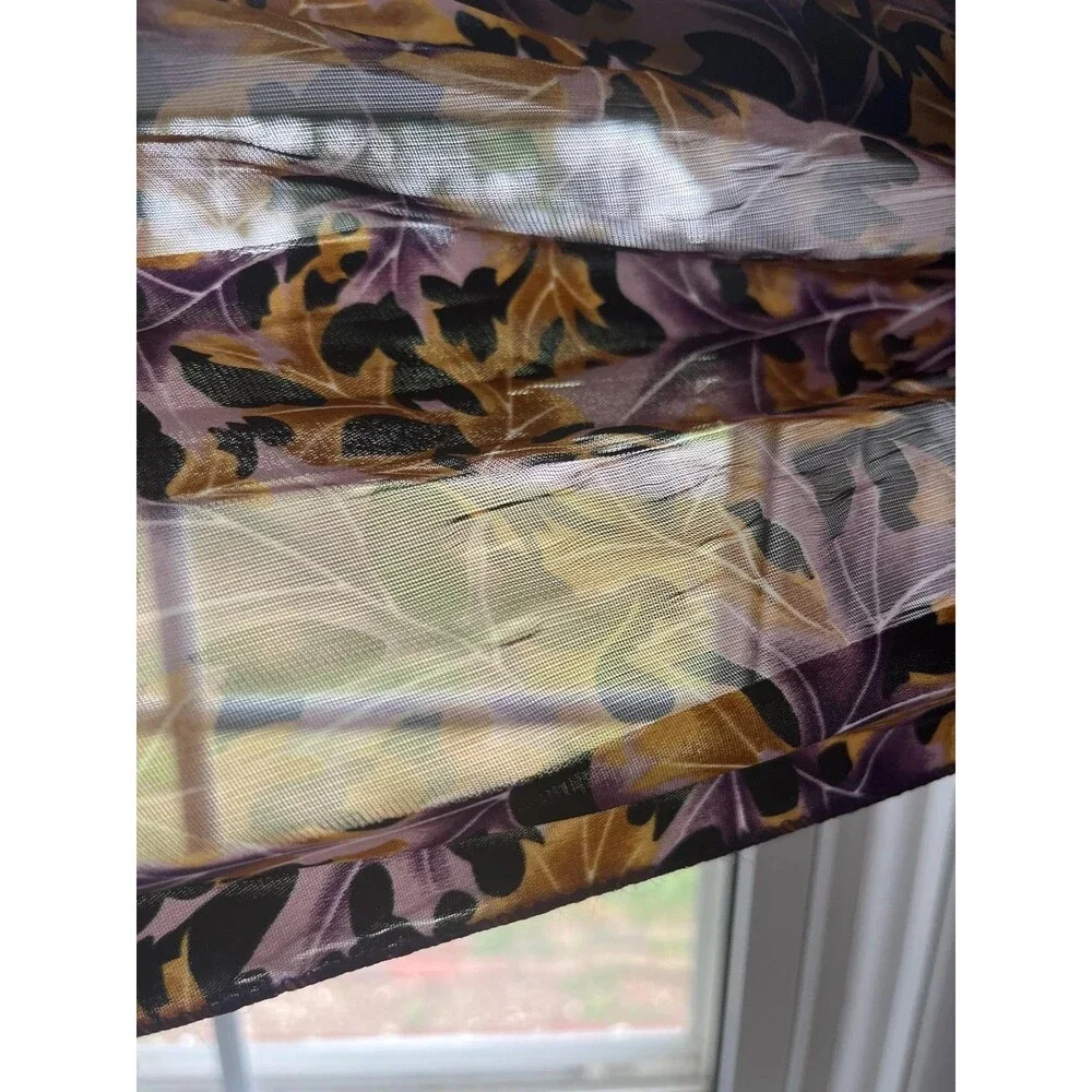 Classic Vintage 1980s Leaf Scarf: Copper, Purple & Black Silky Wrap
